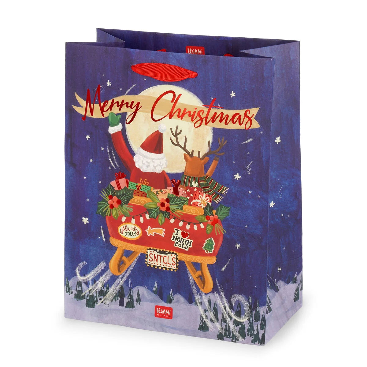 Weihnachtsgeschenktüte Schlitten-  Mittel - Legami