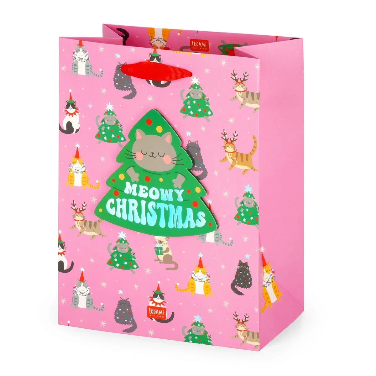 Weihnachtsgeschenktüte Katze -  Mittel - Legami
