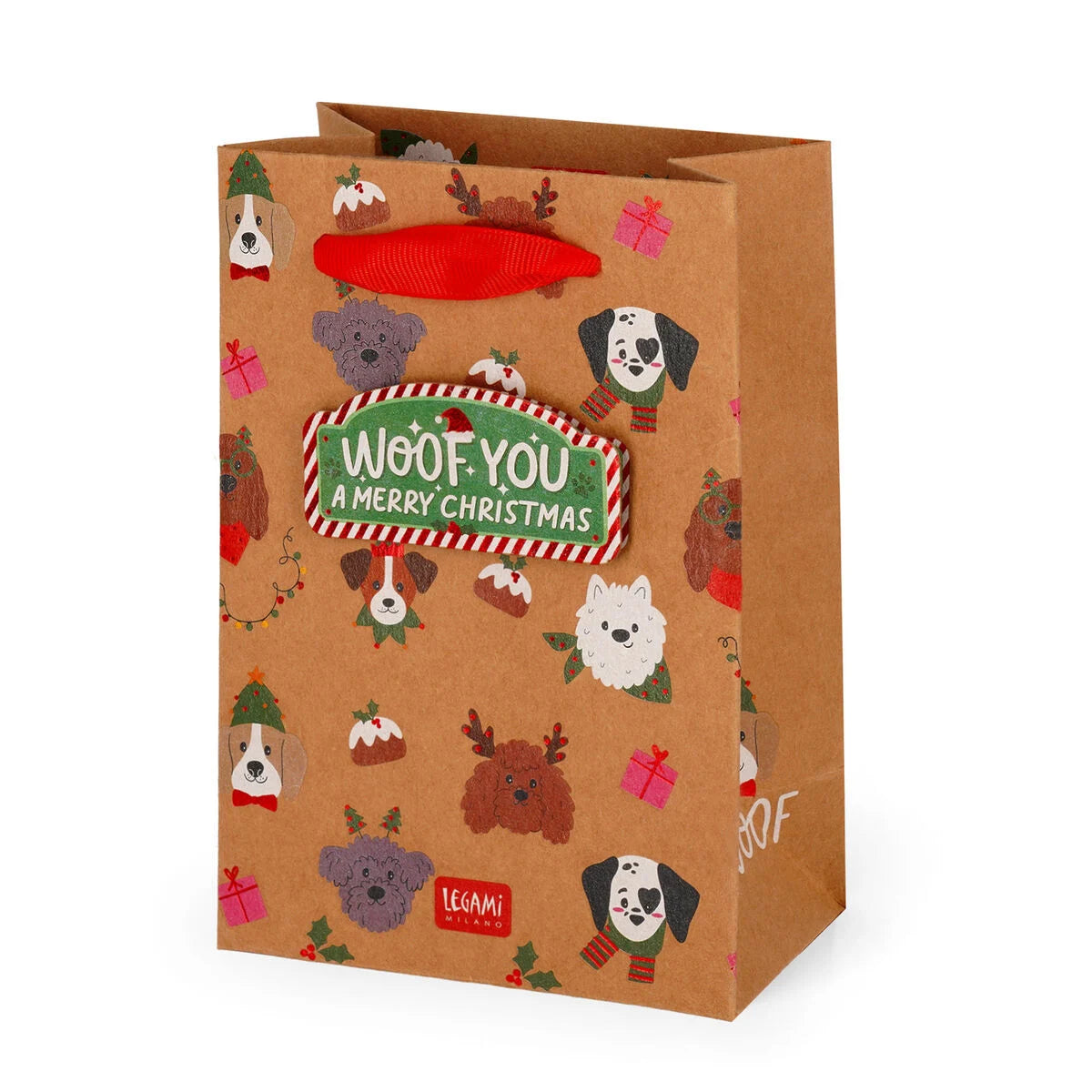 Weihnachtsgeschenktüte Hunde-Motiv - Klein - Legami