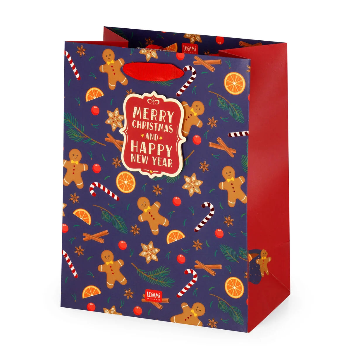 Weihnachtsgeschenktüte Lebkuchenmann -  Groß - Legami