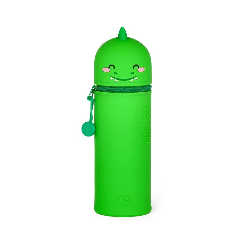2-in-1-Federmäppchen aus Silikon - Kawaii -Dino
