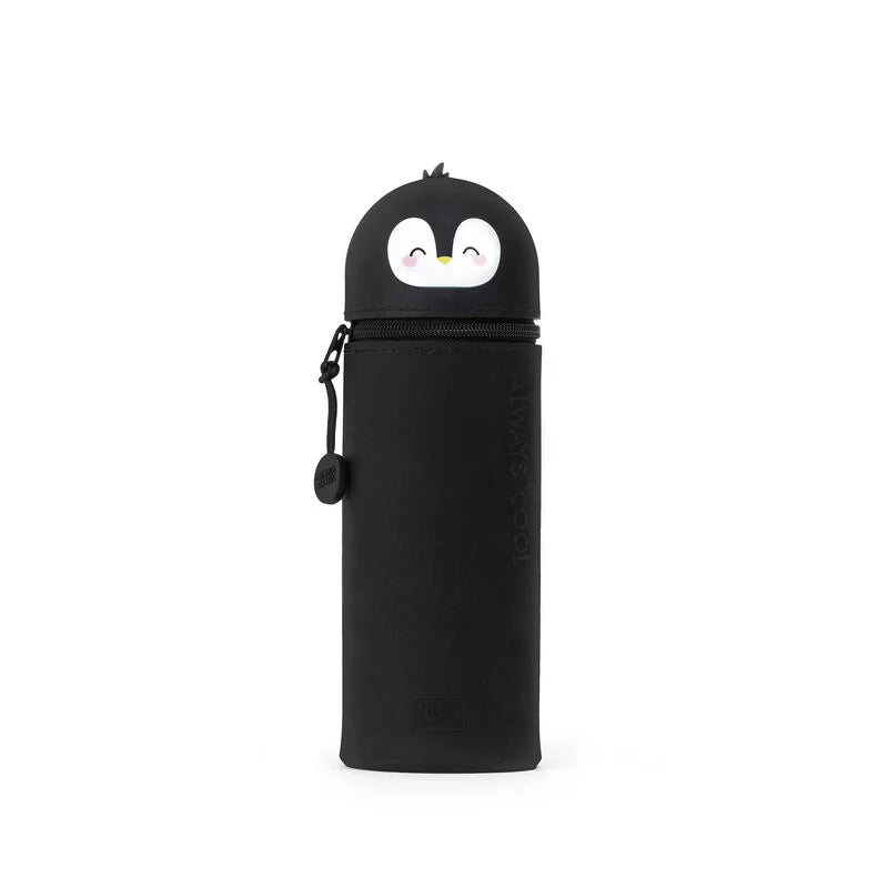 2-in-1-Federmäppchen aus Silikon - Kawaii - Pinguin