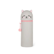 2-in-1-Federmäppchen aus Silikon - Kawaii - Katze