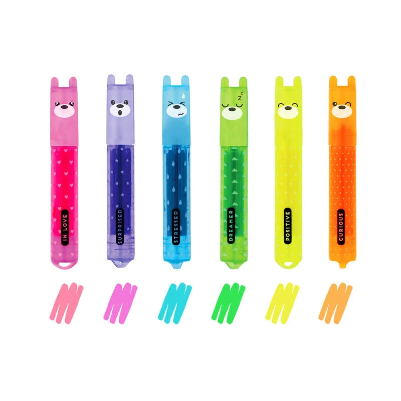 Set mit 6 Mini-Textmarkern - Teddy‘s Mood Bunte Farben