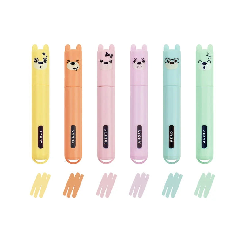 Set mit 6 Mini-Textmarkern - Teddy‘s Style Pastel Legami