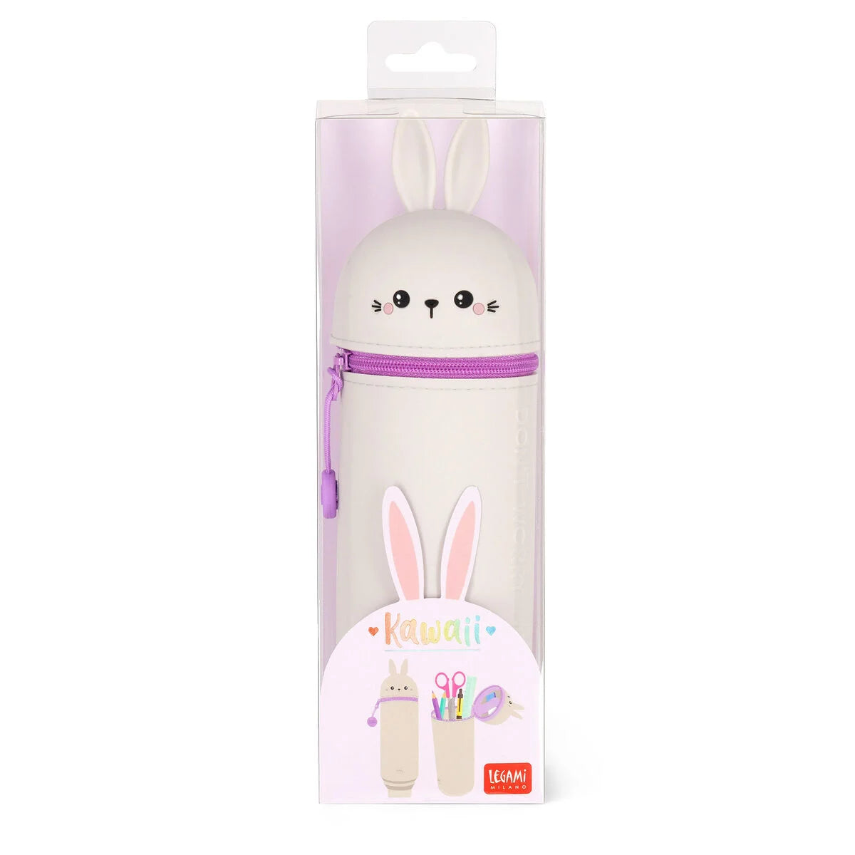 2-in-1-Federmäppchen aus Silikon - Kawaii - Hase