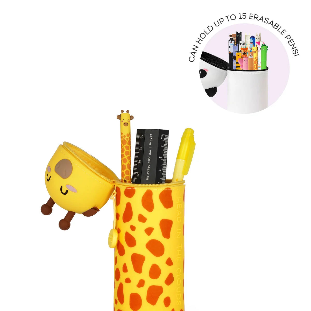 2-in-1-Federmäppchen aus Silikon - Kawaii - Giraffe