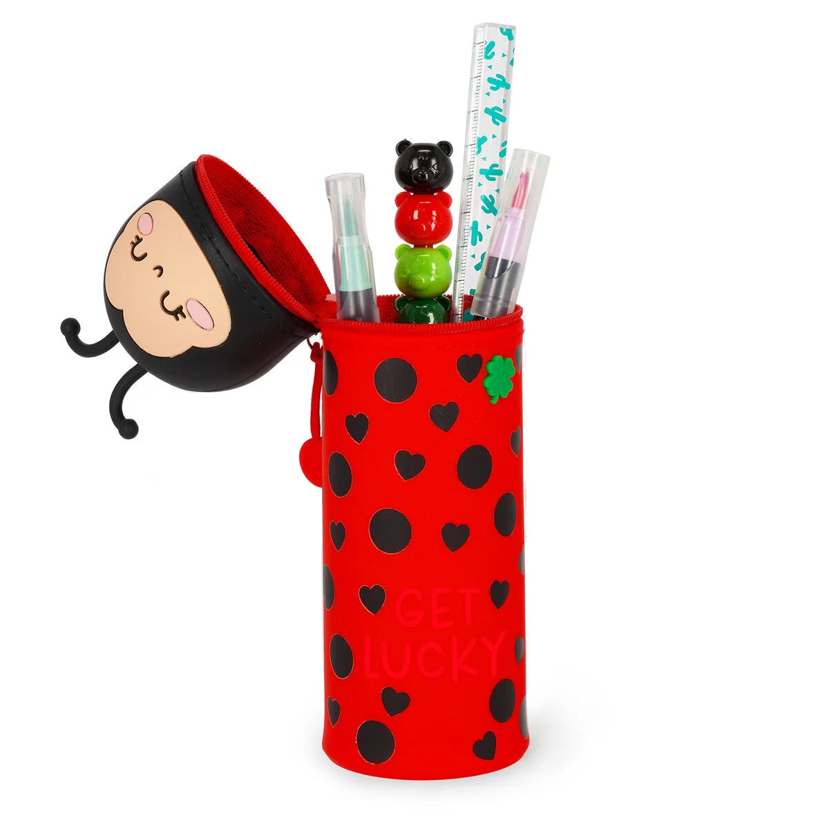 2-in-1-Federmäppchen aus Silikon Ladybug „Get Lucky“ - Erasable Pen- Legami
