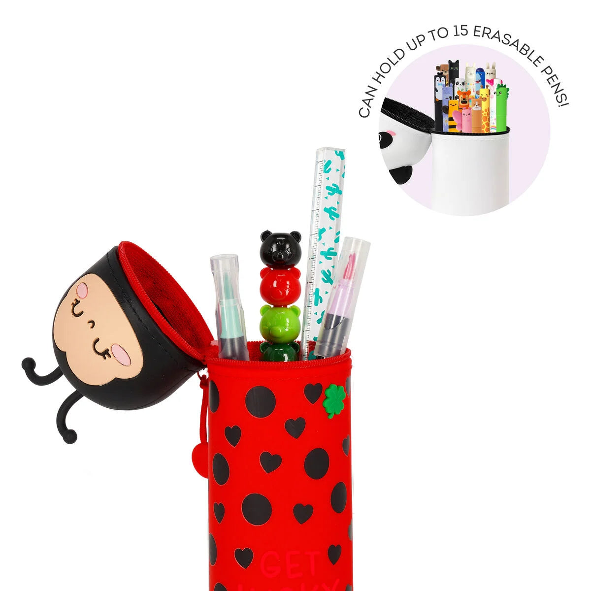 2-in-1-Federmäppchen aus Silikon Ladybug „Get Lucky“ - Erasable Pen- Legami