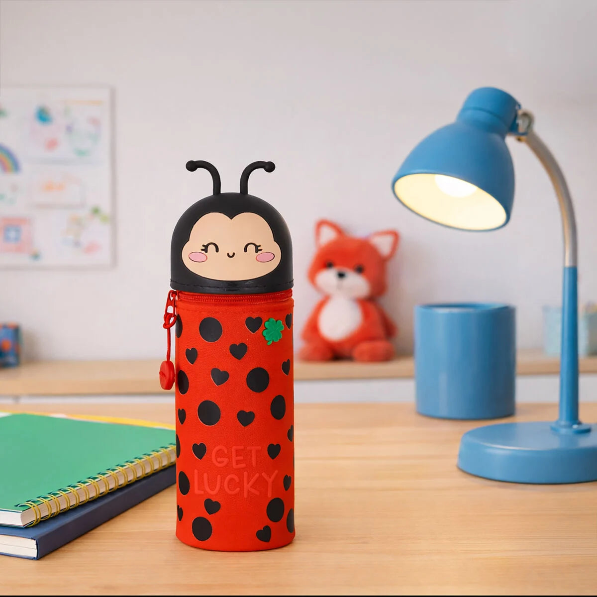 2-in-1-Federmäppchen aus Silikon Ladybug „Get Lucky“ - Erasable Pen- Legami