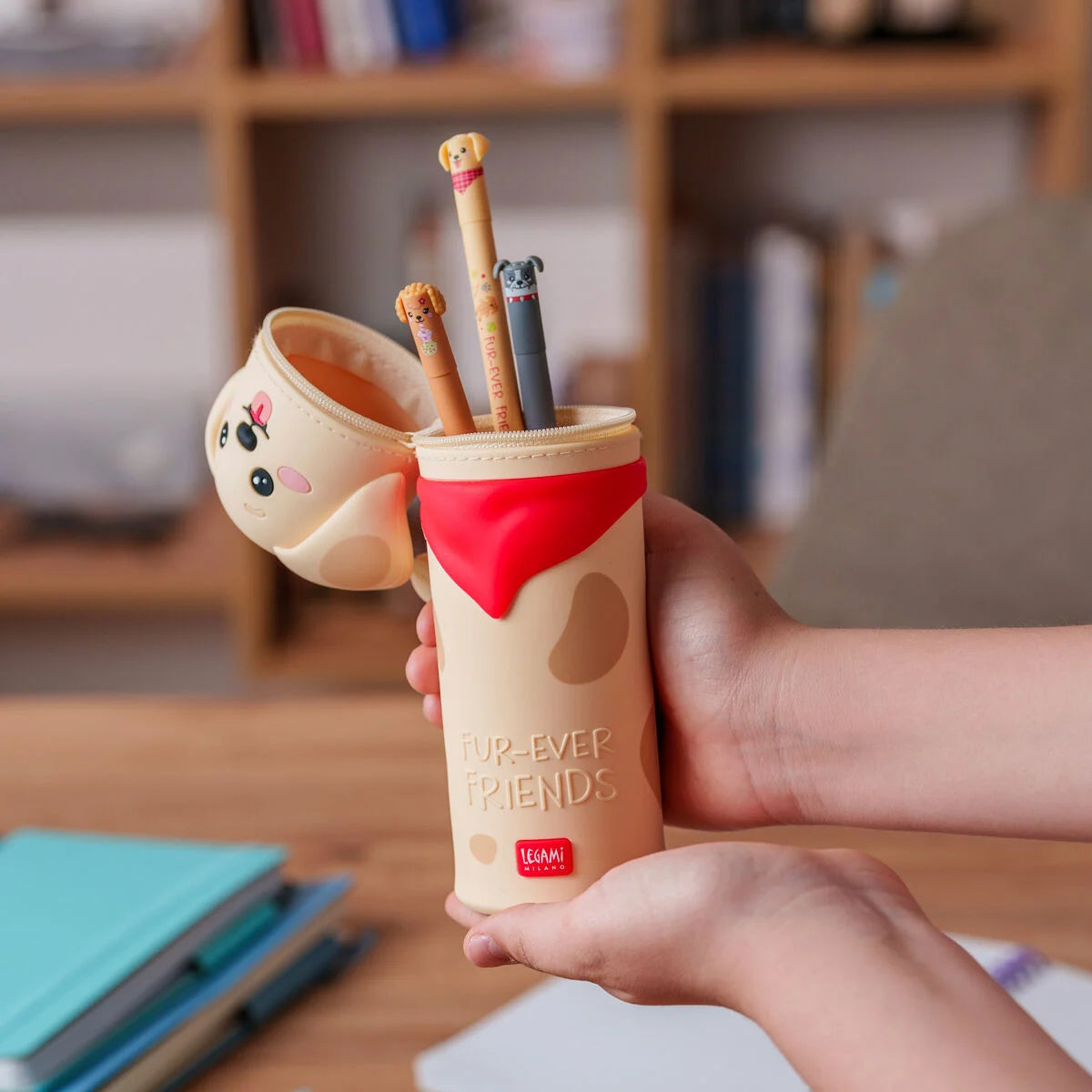2-in-1-Federmäppchen aus weichem Silikon - Kawaii - Golden