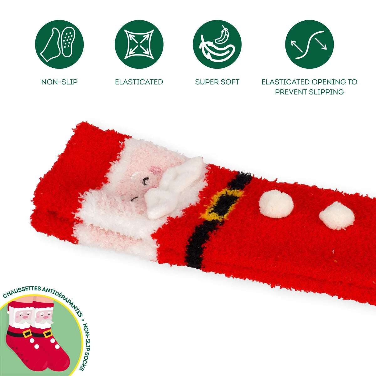 Rutschfeste Socken Santa Claus für Erwachsene Gr. 34-42   - It’s a Match! Legami ABS