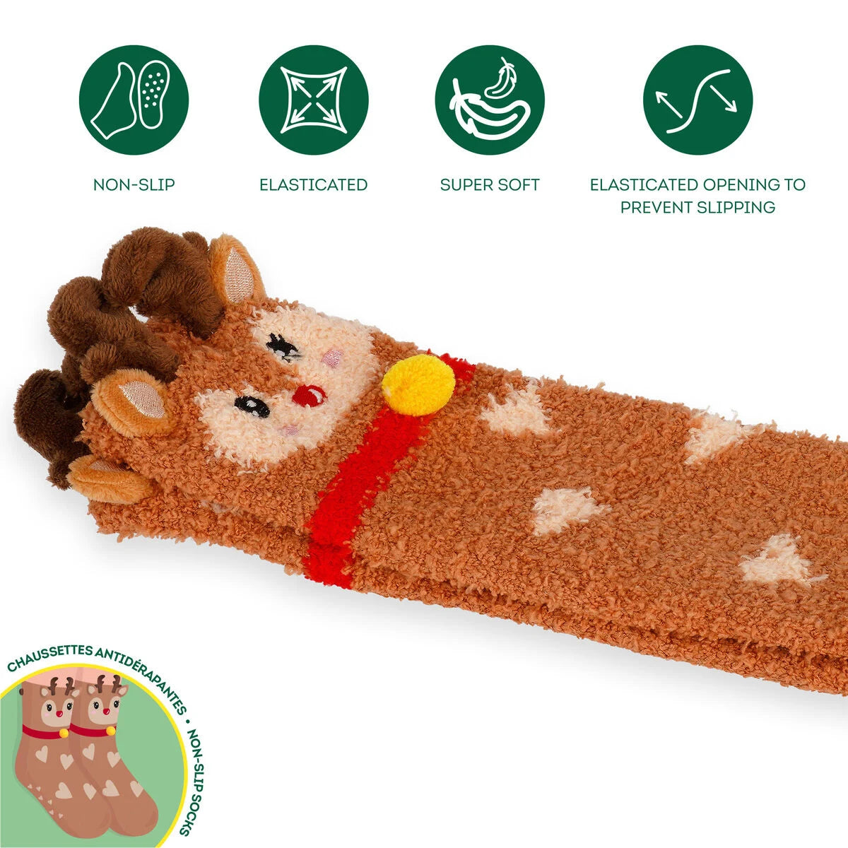Rutschfeste Socken Rentier für Kinder Gr. 26-34   - It’s a Match! Legami ABS