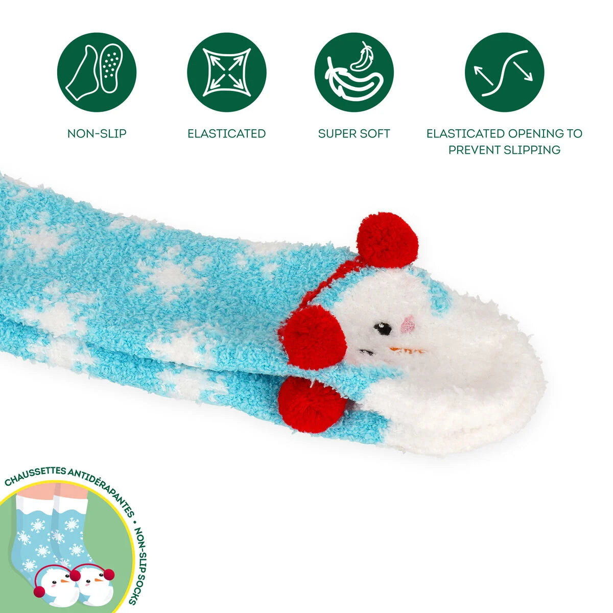 Rutschfeste Socken Schneemann für  Erwachsene Gr. 34-42   - It’s a Match! Legami ABS