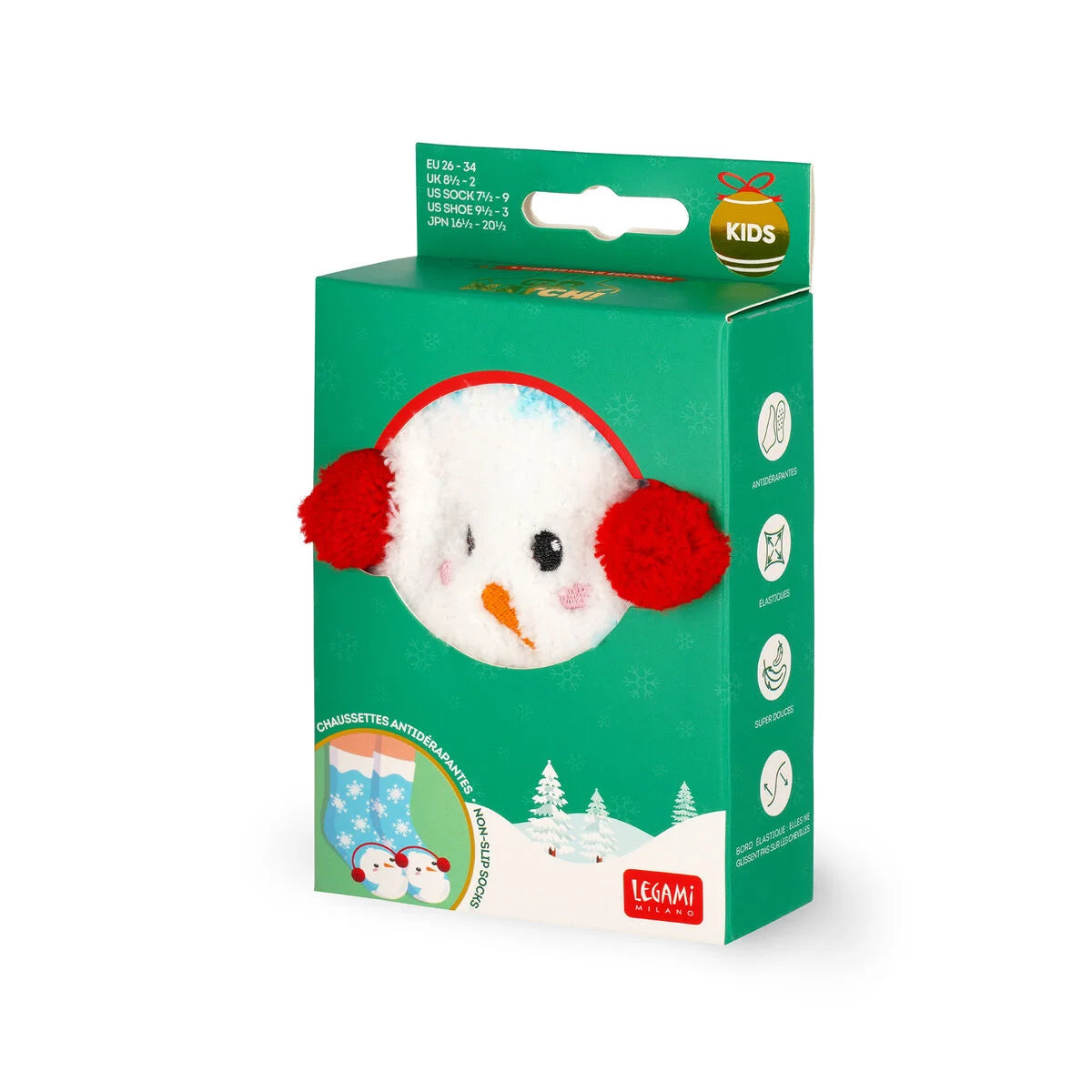 Rutschfeste Socken Schneemann für  Erwachsene Gr. 34-42   - It’s a Match! Legami ABS