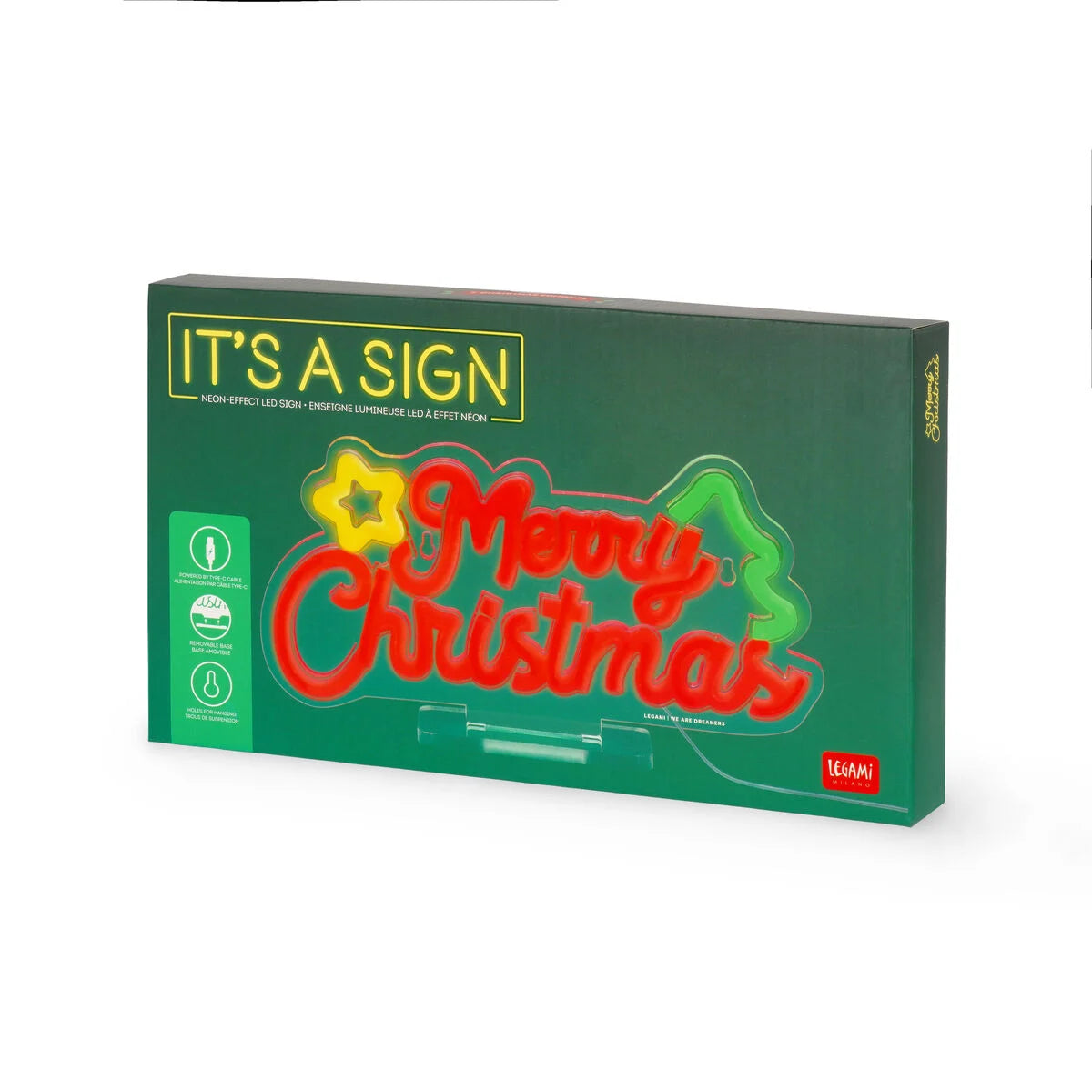 Neon-Effekt-Led-Light-Schild - Merry Xmas - It's a Sign Legami