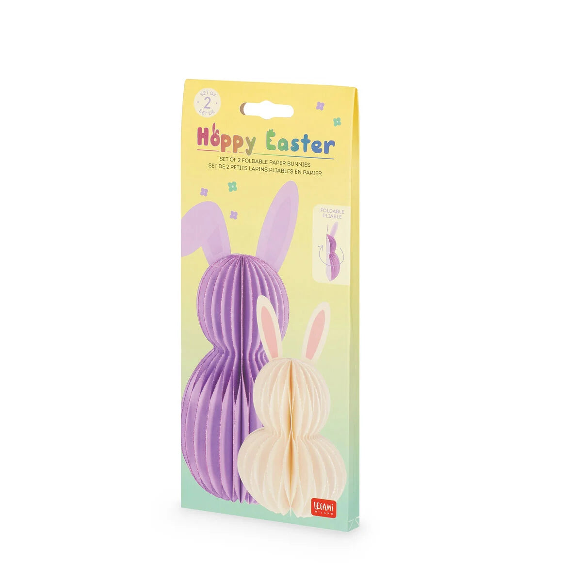 Set mit 2 Faltbaren Häschen aus Papier - Hoppy Easter- Legami