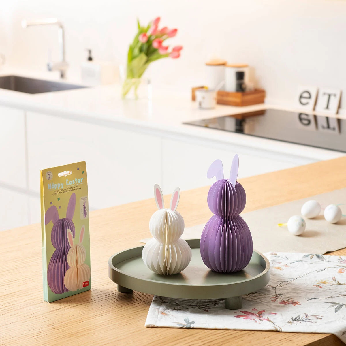 Set mit 2 Faltbaren Häschen aus Papier - Hoppy Easter- Legami