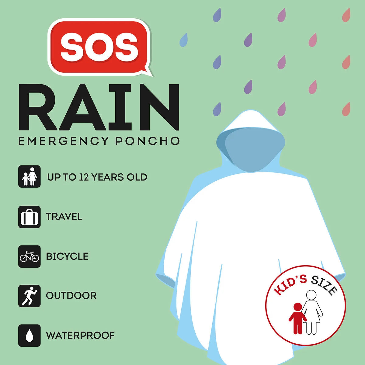 Wasserdichter Poncho für Kinder- SOS Legami