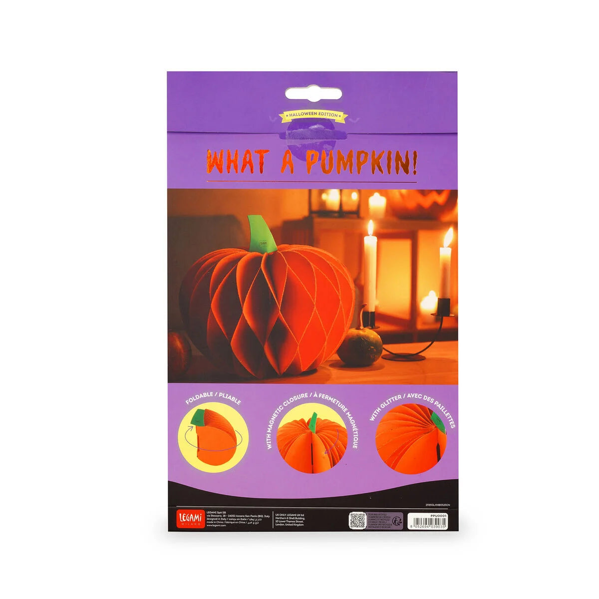 Faltbarer Halloween -Kürbis aus Papier - What a Pumpkin! Legami