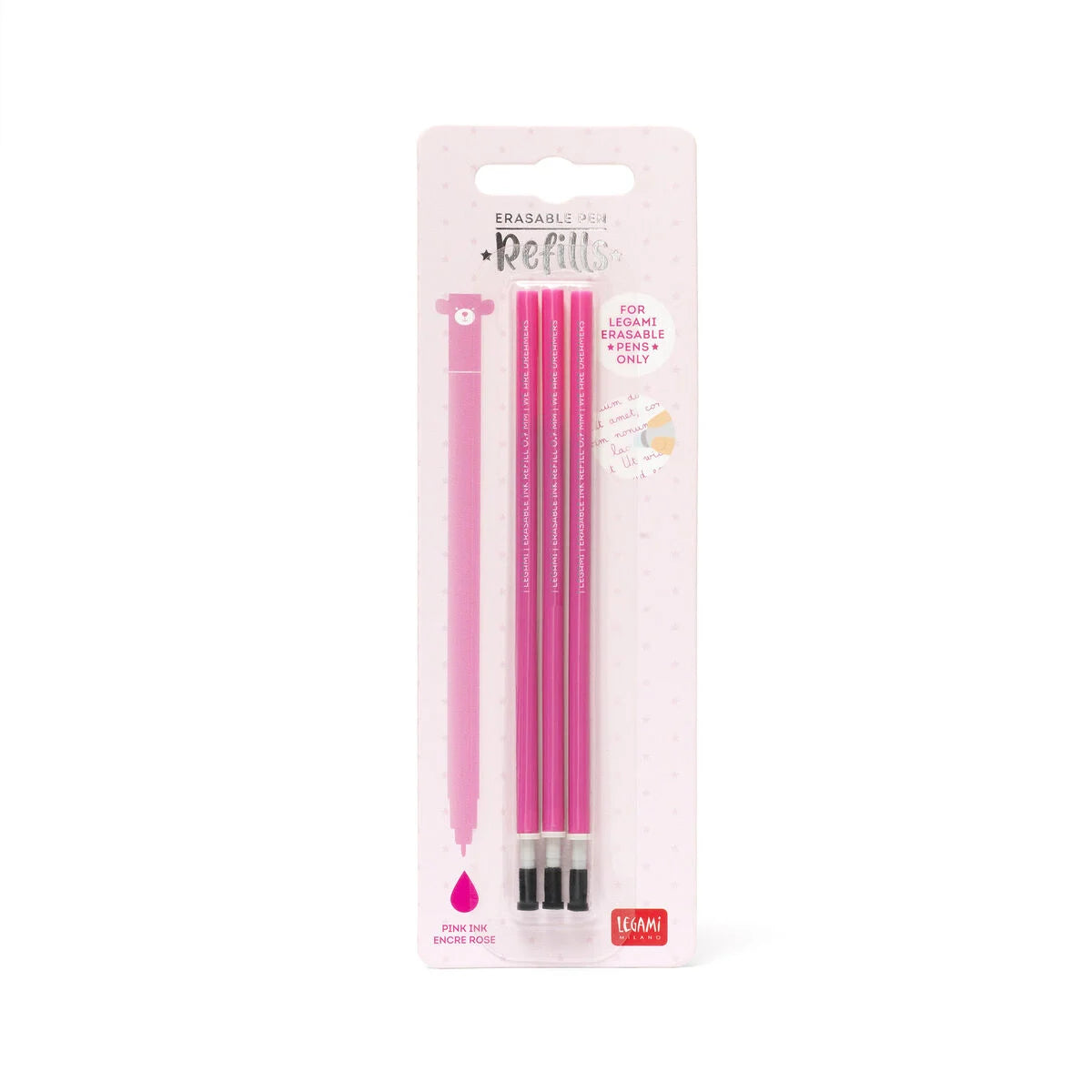 Pink Set mit 3 Nachfüllminen für löschbare Stifte - Pinke Tinte - Erasable Pen