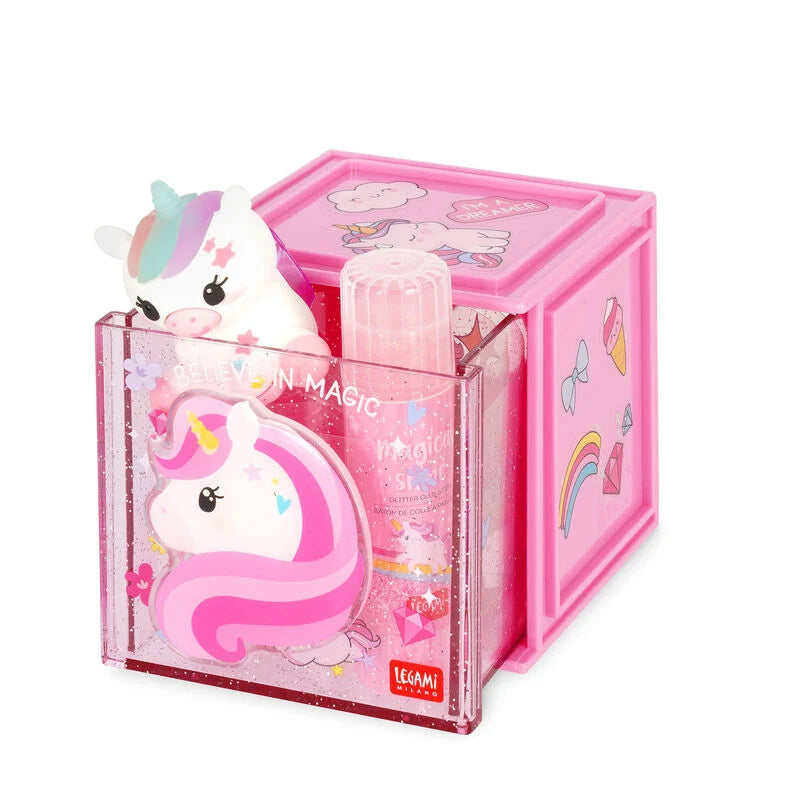 Einhorn Erweiterbare Schreibtischbox - Cutie Cube Legami