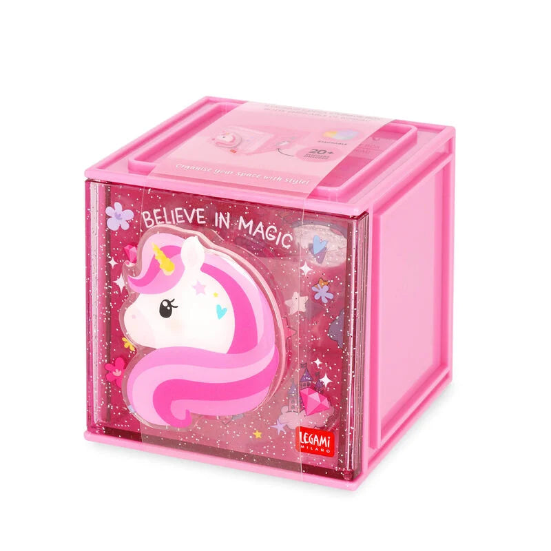 Einhorn Erweiterbare Schreibtischbox - Cutie Cube Legami