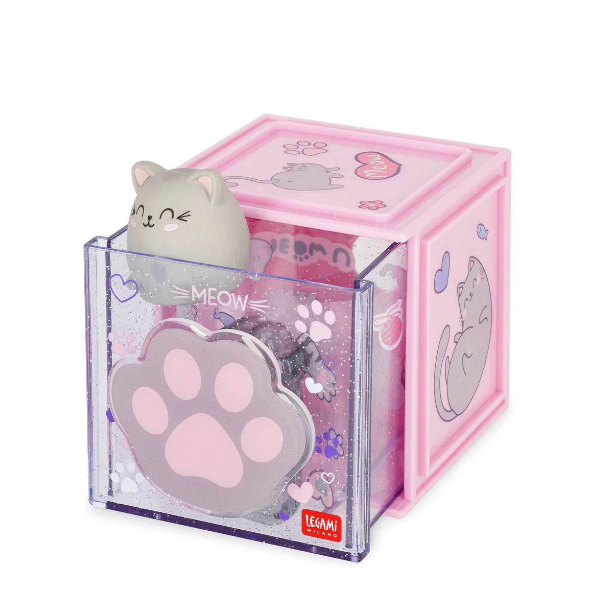 Katze Erweiterbare Schreibtischbox - Cutie Cube Legami