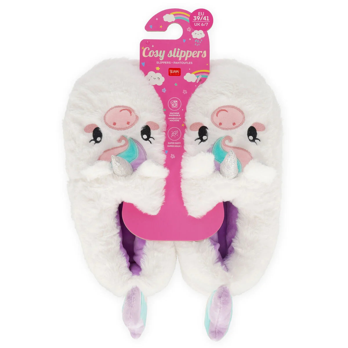 Hausschuhe - Unicorn Medium EU 39–41 ; UK 6–7- Cosy Slippers Legami
