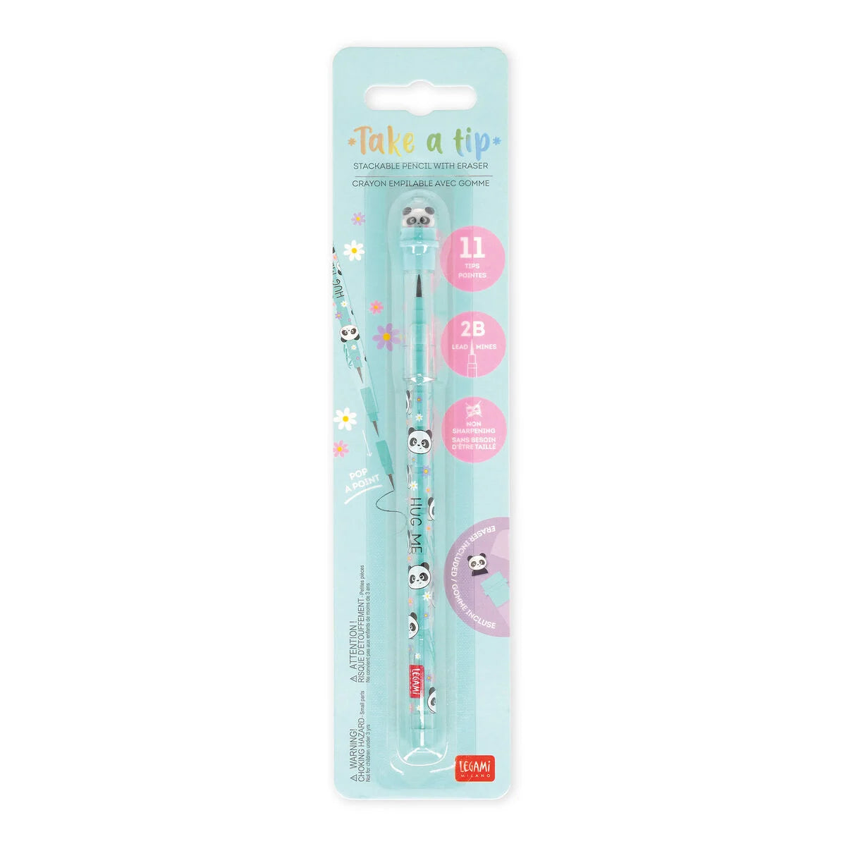 Panda Stapelbarer Bleistift mit Eraser - Tipp - Legami