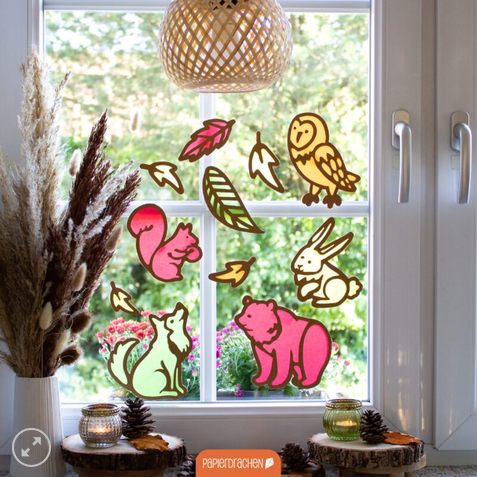 Fensterbilder Waldtiere Sketch