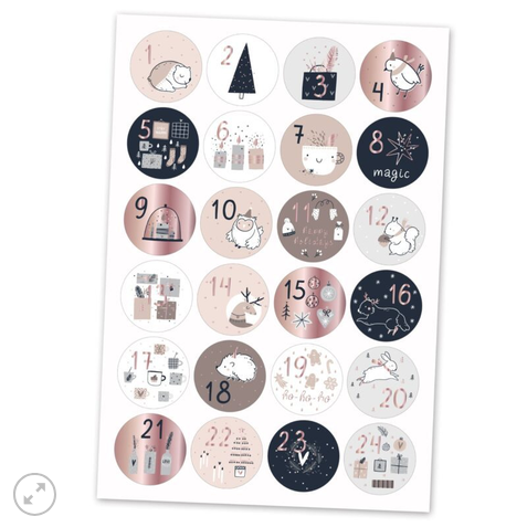 Adventskalender Stoffsäckchen – Baumwolle – Rose-Gold