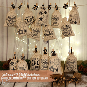 Adventskalender Stoffsäckchen – Hello Winter mit schwarzen Zahlen