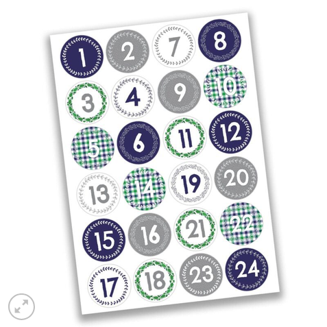 24 Adventskalender Stoffsäckchen – zum Aufhängen – Landhausstil blau