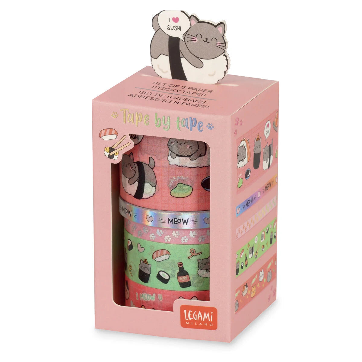Washi Tape Set von 5 dekorativen Kitty Sticky Tapes - Tape By Tape Legami
