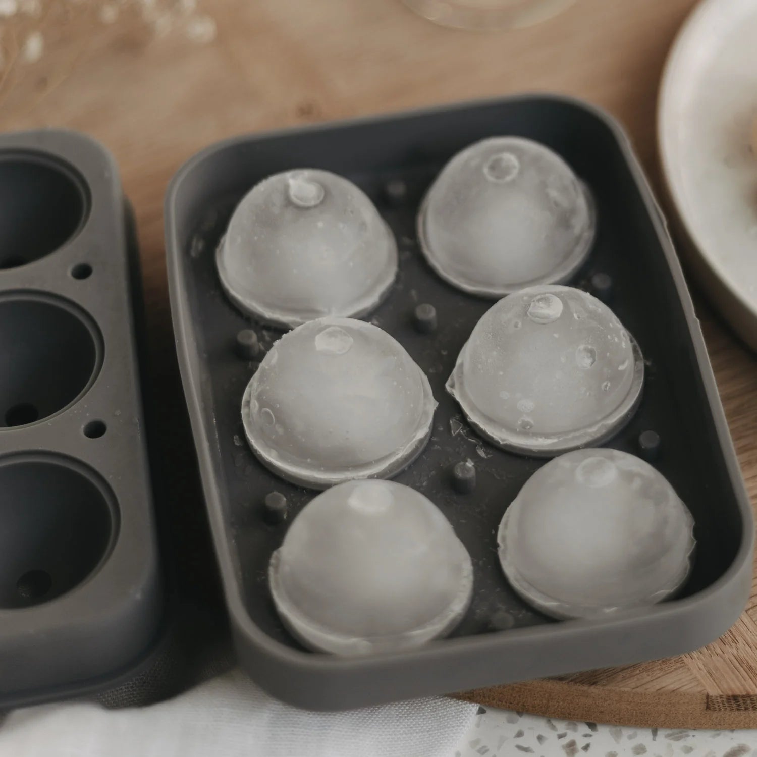 Eiswürfelform Kugeln grau Eulenschnitt
